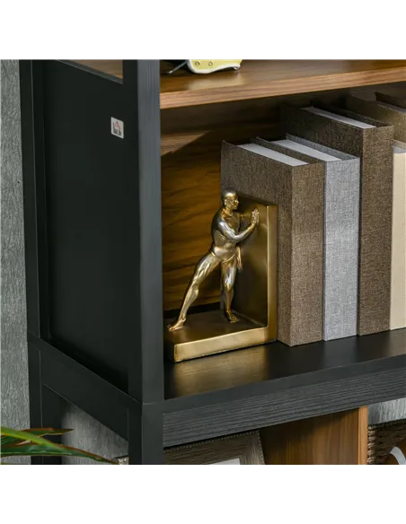 HOMCOM Modern 4-Tier Bookshelf, Freestanding Bookcase with Storage Shelving and Closed Cabinet, for Living Room Home Office Stud