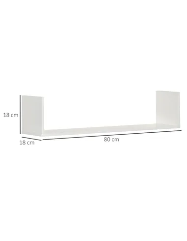 HOMCOM Set of 3 Wooden U-Shaped Floating Shelves Set Wall Mounted Hanging Bookshelf CD DVD Storage Display for Bedroom Living Ro