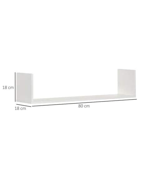 HOMCOM Set of 3 Wooden U-Shaped Floating Shelves Set Wall Mounted Hanging Bookshelf CD DVD Storage Display for Bedroom Living Ro
