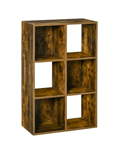 HOMCOM Industrial Style Storage Shelf, Bookcase, Bookshelf with 6 Compartments, Freestanding Shelving Unit for Living Room, Home