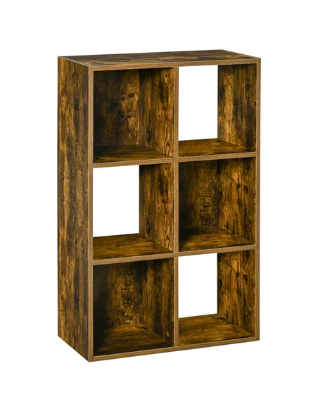 HOMCOM Industrial Style Storage Shelf, Bookcase, Bookshelf with 6 Compartments, Freestanding Shelving Unit for Living Room, Home