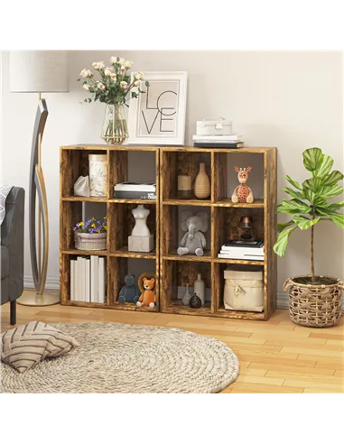 HOMCOM Industrial Style Storage Shelf, Bookcase, Bookshelf with 6 Compartments, Freestanding Shelving Unit for Living Room, Home