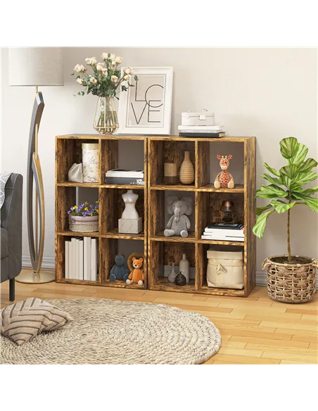 HOMCOM Industrial Style Storage Shelf, Bookcase, Bookshelf with 6 Compartments, Freestanding Shelving Unit for Living Room, Home