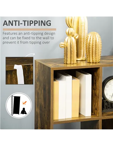 HOMCOM Industrial Style Storage Shelf, Bookcase, Bookshelf with 6 Compartments, Freestanding Shelving Unit for Living Room, Home