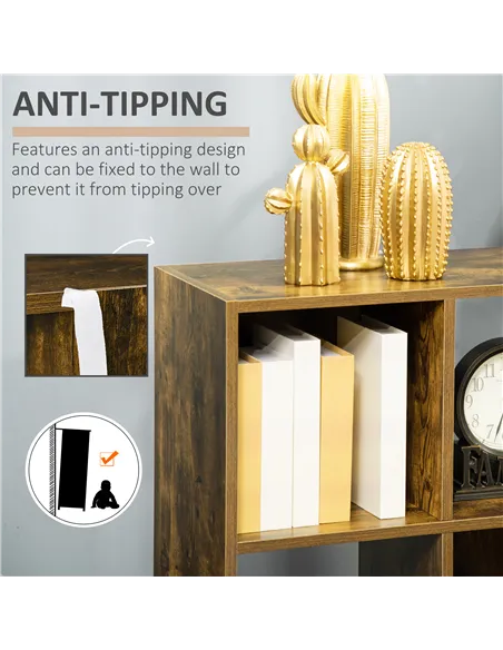 HOMCOM Industrial Style Storage Shelf, Bookcase, Bookshelf with 6 Compartments, Freestanding Shelving Unit for Living Room, Home