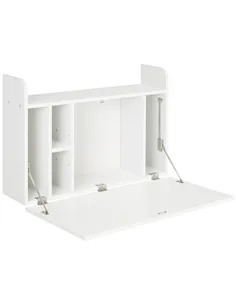 HOMCOM Wall Mounted Table, Drop Leaf Floating Laptop Desk with Space Saving Storage Compartments for Home Office and Study, 77cm