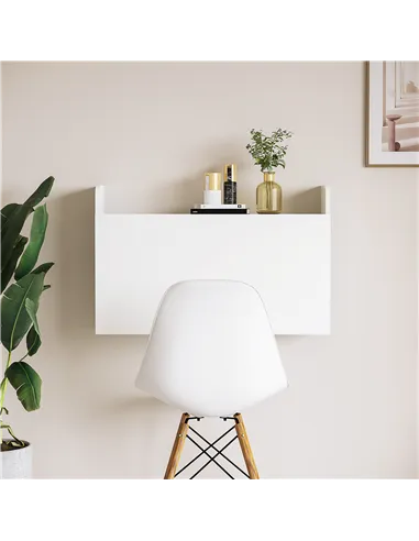 HOMCOM Wall Mounted Table, Drop Leaf Floating Laptop Desk with Space Saving Storage Compartments for Home Office and Study, 77cm