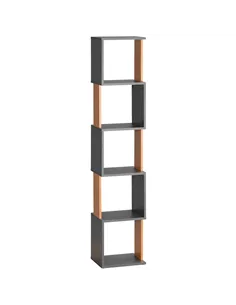HOMCOM Modern 5-Tier Bookshelf, Freestanding Bookcase Storage Shelving for Living Room Home Office Study, Brown and Dark Grey
