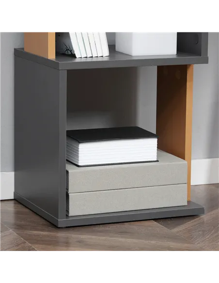 HOMCOM Modern 5-Tier Bookshelf, Freestanding Bookcase Storage Shelving for Living Room Home Office Study, Brown and Dark Grey