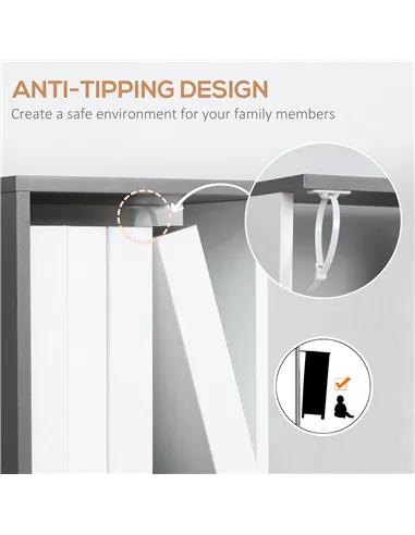 HOMCOM Modern 5-Tier Bookshelf, Freestanding Bookcase Storage Shelving for Living Room Home Office Study, White and Dark Grey