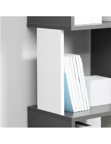 HOMCOM Modern 5-Tier Bookshelf, Freestanding Bookcase Storage Shelving for Living Room Home Office Study, White and Dark Grey