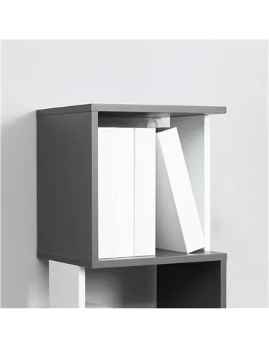 HOMCOM Modern 5-Tier Bookshelf, Freestanding Bookcase Storage Shelving for Living Room Home Office Study, White and Dark Grey