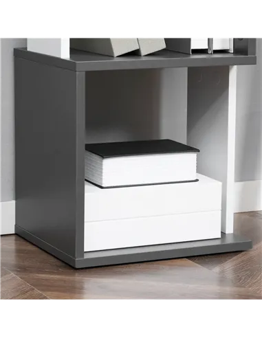 HOMCOM Modern 5-Tier Bookshelf, Freestanding Bookcase Storage Shelving for Living Room Home Office Study, White and Dark Grey