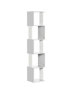 HOMCOM Modern 5-Tier Bookshelf, Freestanding Bookcase Storage Shelving for Living Room Home Office Study, White and Light Grey