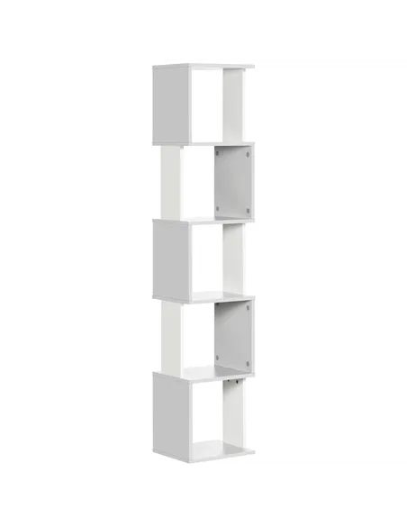 HOMCOM Modern 5-Tier Bookshelf, Freestanding Bookcase Storage Shelving for Living Room Home Office Study, White and Light Grey