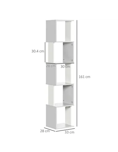 HOMCOM Modern 5-Tier Bookshelf, Freestanding Bookcase Storage Shelving for Living Room Home Office Study, White and Light Grey