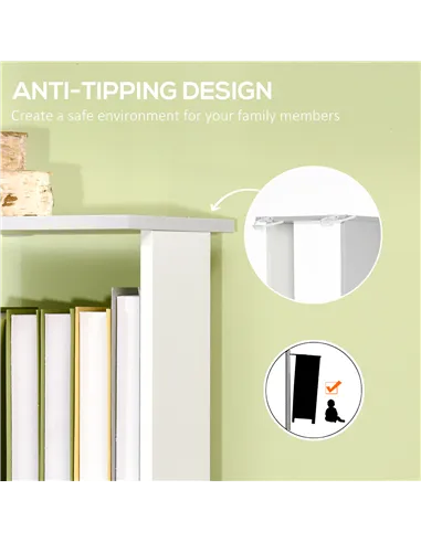 HOMCOM Modern 5-Tier Bookshelf, Freestanding Bookcase Storage Shelving for Living Room Home Office Study, White and Light Grey