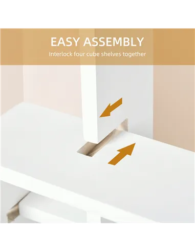 HOMCOM Floating Shelves, Wall Mounted Interlocking Cube Shelves, Display Wall Shelf for Living Room, Bedroom, Hallways, White