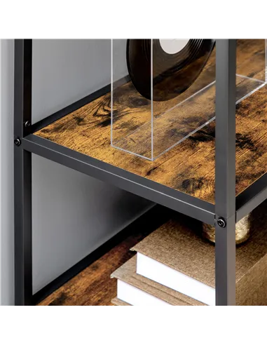 HOMCOM Industrial Bookcase Shelf, 6 Tier Metal Shelving, Storage Shelves for Living Room, Home Office, Bedroom, Rustic Brown