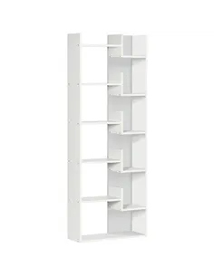 HOMCOM Modern Book Shelf with 11 Open Shelves, 6-Tier Bookcase, Freestanding Shelving Unit for Home Office and Study, White