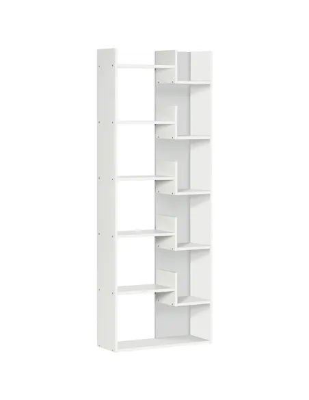 HOMCOM Modern Book Shelf with 11 Open Shelves, 6-Tier Bookcase, Freestanding Shelving Unit for Home Office and Study, White