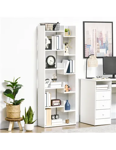 HOMCOM Modern Book Shelf with 11 Open Shelves, 6-Tier Bookcase, Freestanding Shelving Unit for Home Office and Study, White
