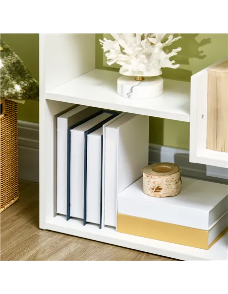 HOMCOM Modern Book Shelf with 11 Open Shelves, 6-Tier Bookcase, Freestanding Shelving Unit for Home Office and Study, White