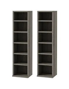 HOMCOM Set of Two 102 CD Storage Units - Dark Wood-Effect