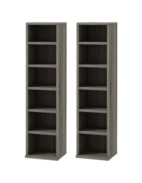 HOMCOM Set of Two 102 CD Storage Units - Dark Wood-Effect