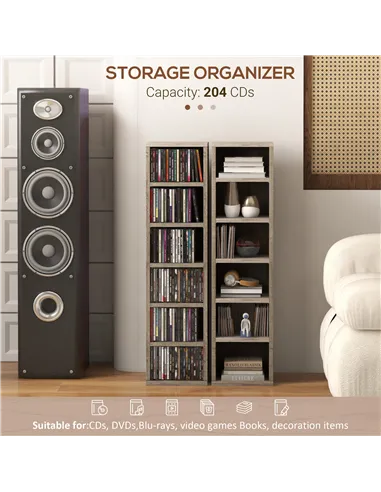 HOMCOM Set of Two 102 CD Storage Units - Dark Wood-Effect