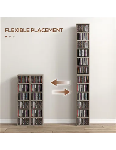 HOMCOM Set of Two 102 CD Storage Units - Dark Wood-Effect