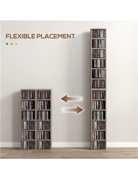 HOMCOM Set of Two 102 CD Storage Units - Dark Wood-Effect