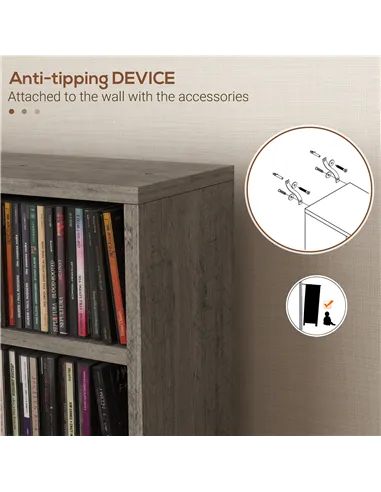 HOMCOM Set of Two 102 CD Storage Units - Dark Wood-Effect