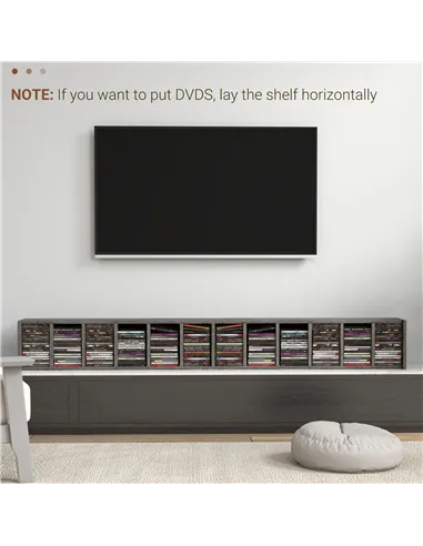 HOMCOM Set of Two 102 CD Storage Units - Dark Wood-Effect