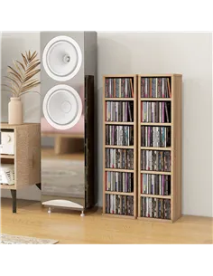 HOMCOM Set of Two 102 CD Storage Units - Wood-Effect 2