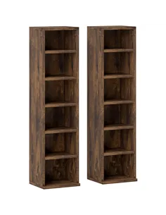 HOMCOM Set of Two 102 CD Storage Units - Mid Brown Wood-Effect