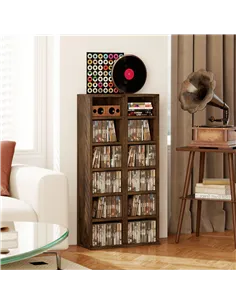 HOMCOM Set of Two 102 CD Storage Units - Mid Brown Wood-Effect 2