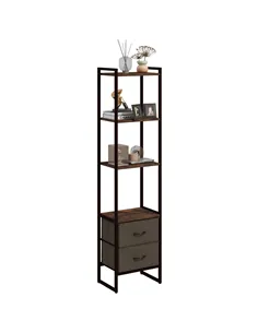 HOMCOM Four-Tier Industrial Display Shelf, with Bottom Drawers