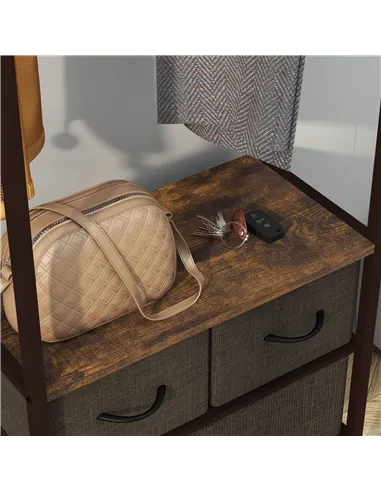 HOMCOM Four-Tier Industrial Display Shelf, with Bottom Drawers