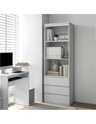 HOMCOM 180cm Tall Bookcase, with Shelves and Drawers - White