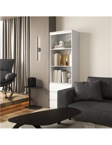 HOMCOM 180cm Tall Bookcase, with Shelves and Drawers - White