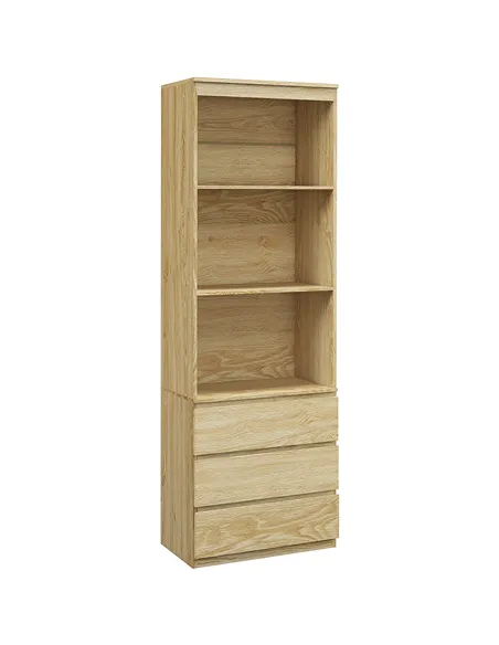 HOMCOM 180cm Tall Bookcase, with Shelves and Drawers - Wood Effect