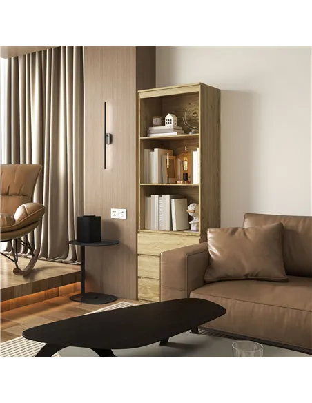 HOMCOM 180cm Tall Bookcase, with Shelves and Drawers - Wood Effect