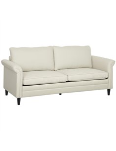 HOMCOM 3 Seater Sofa, Modern Fabric Sofa Couch with Spring Cushion, Rubber Wood Legs, 191cm Upholstered Settee for Living Room, 