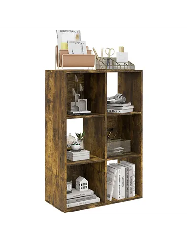 HOMCOM 6-Cube Bookshelf - Rustic Brown