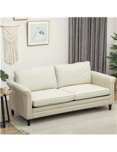 HOMCOM 3 Seater Sofa, Modern Fabric Sofa Couch with Spring Cushion, Rubber Wood Legs, 191cm Upholstered Settee for Living Room,  2