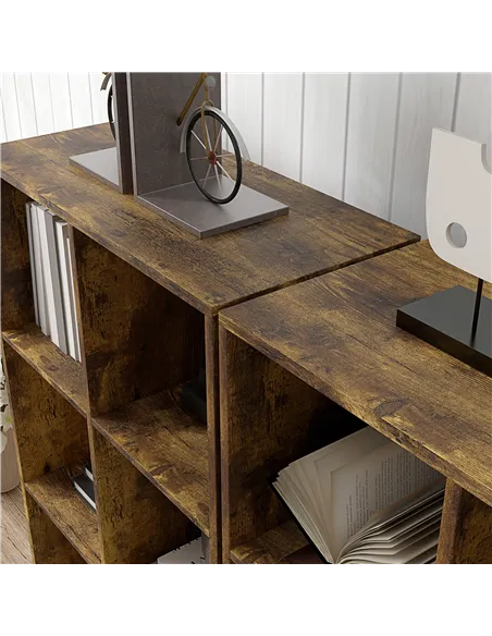 HOMCOM 6-Cube Bookshelf - Rustic Brown