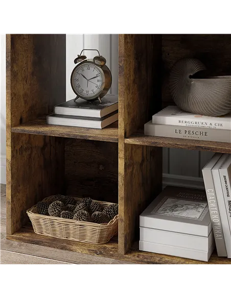 HOMCOM 6-Cube Bookshelf - Rustic Brown