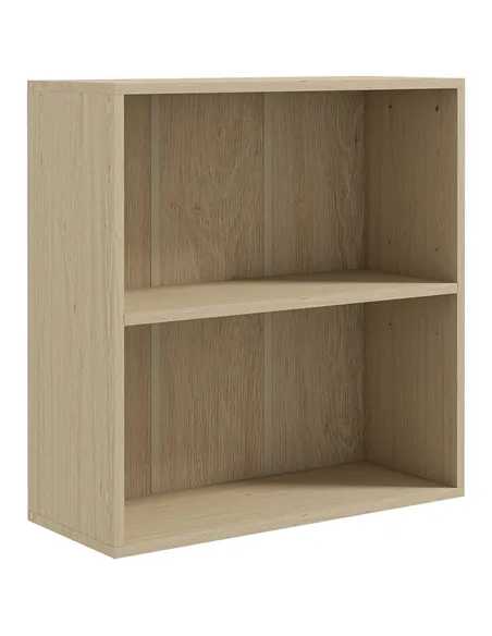 HOMCOM 2 Tier Bookshelf, Low Bookcase with Adjustable Shelf, 2 Compartments for Home Office, Living Room, Study, Natural
