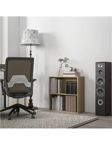 HOMCOM 2 Tier Bookshelf, Low Bookcase with Adjustable Shelf, 2 Compartments for Home Office, Living Room, Study, Natural